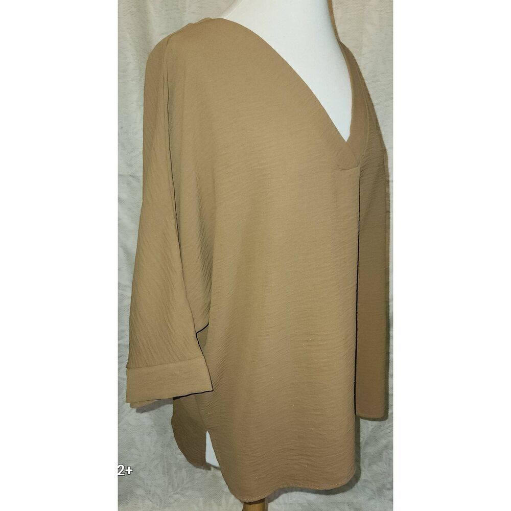 T72 Zenana Gold-Brown top Dolman Sleeves V-neck relaxed fit stretch - Picture 5 of 7